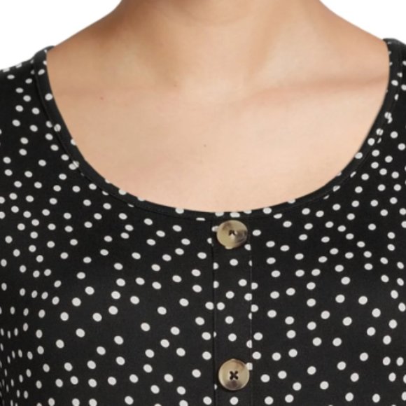 Nine.Eight Women's Button-Down Skater Mini Spring Summer Dress black with dots - Picture 7 of 15